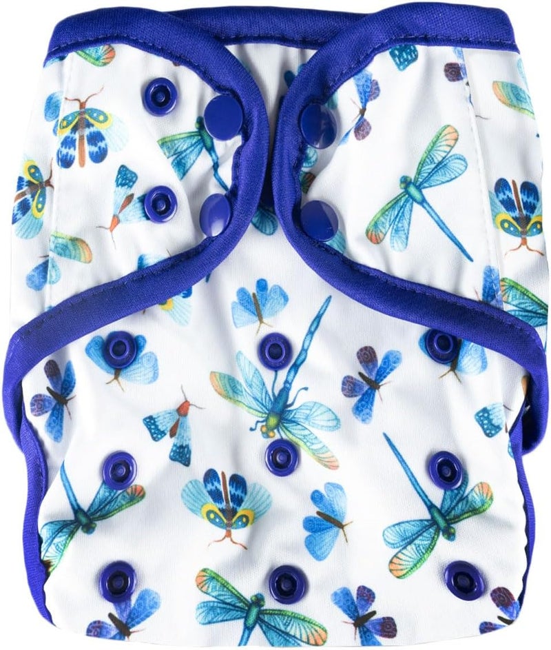 OsoCozy Newborn Reusable Cloth Diaper Covers - Adjustable Snap Fit & Double Leg Gussets for Babies 6-12 Pounds. Use with Prefold, Flat or Fitted Cloth Diapers or Snap-in Inserts – Dragon Butterfly - Image 1